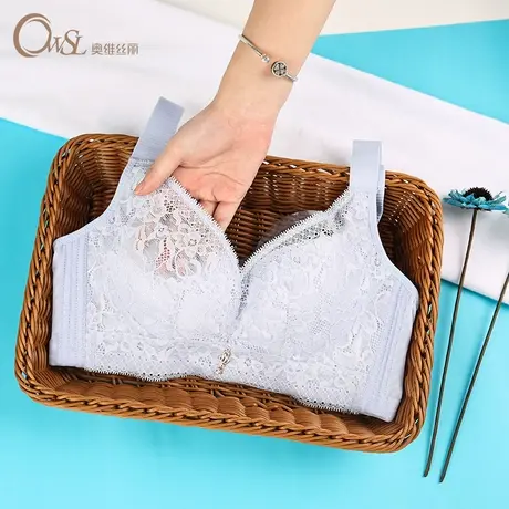 内衣女薄大胸显小文胸上托无钢圈调整型收副乳轻薄bra奥维丝丽商品大图