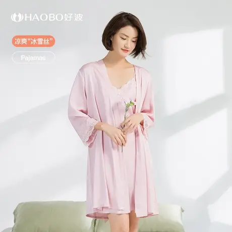 好波睡衣女2022春夏新款女士家居服性感时尚睡裙仿丝睡衣HJF2245商品大图