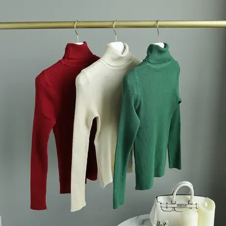 【直播】粉红大布娃娃时尚气质高领针织衫商品大图