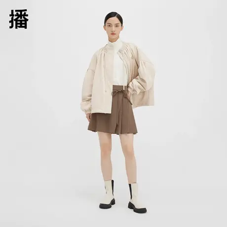 【呼呼专享】播broadcast抽皱圆领夹带抽绳 棉衣商品大图