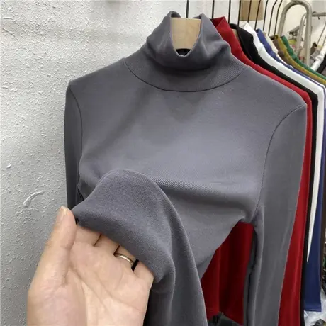 高领打底衫女内搭2023秋季新款白色加绒高级感洋气长袖t恤女上衣商品大图