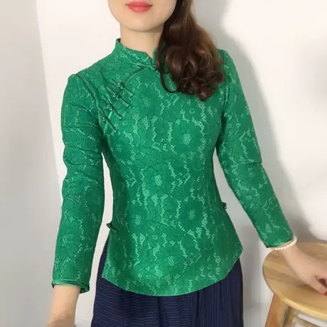 傲雪屋民国风秋冬款中式复古改良立领旗袍上衣修身唐装女茶艺汉服图片