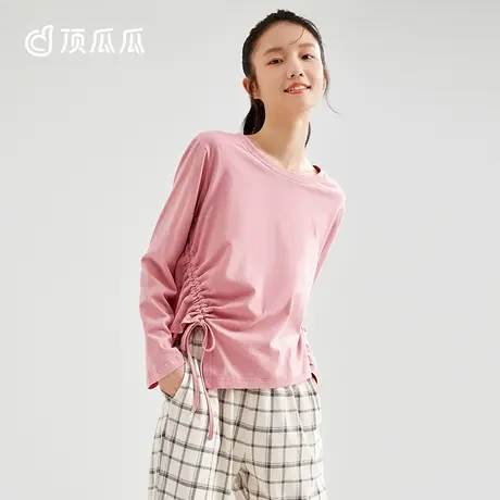 顶瓜瓜睡衣女春秋款纯棉长袖休闲圆领套头可外穿家居服套装图片