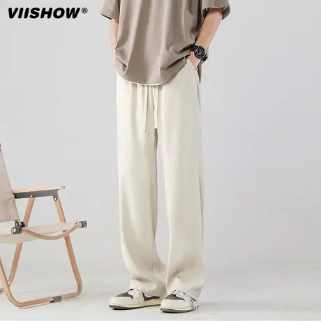 VIISHOW裤子男款高级感痞帅百搭运动裤垂感宽松直筒阔腿休闲长裤商品大图
