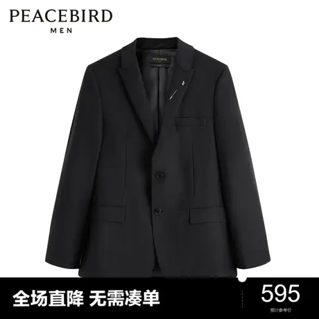 太平鸟男装 黑色西服男2022年秋季新款西装B1BAC3X03图片