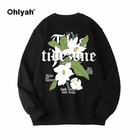 Ohlyah国潮oversize圆领卫衣男无帽潮牌ins潮流大码男装春秋班服商品大图