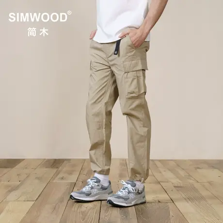Simwood简木男装【宽松版型】新品微锥束脚裤可抽绳工装九分裤图片