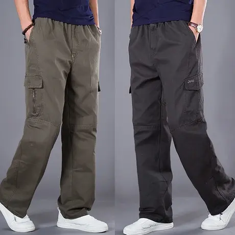 工装裤子男春秋款直筒裤夏季薄款男士休闲裤胖子宽松腿粗运动长裤商品大图