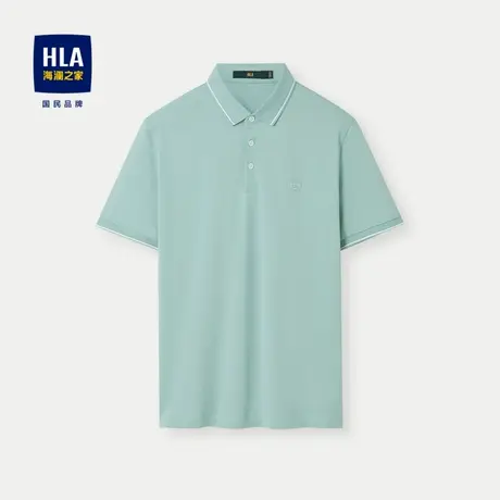 HLA/海澜之家含桑蚕丝POLO衫2024春夏新丝光弹力高周波印花短袖男图片