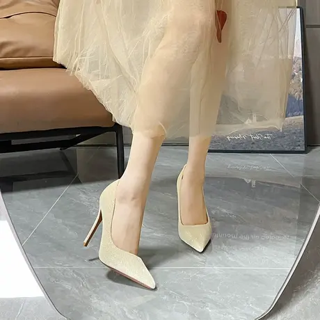 清仓亏本黑色百搭绝美细跟高跟鞋女床上职业气质单鞋10cm配裙子图片