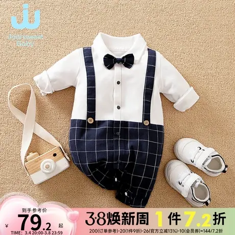 GP真维斯婴童装2024春季新款 可爱男婴长袖连体衣对开宝宝哈衣男商品大图