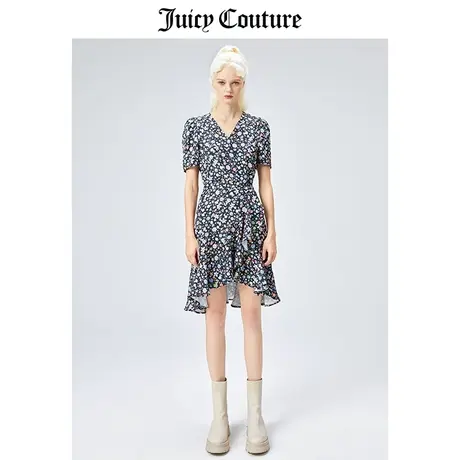 Juicy Couture橘滋美式夏季新款时尚修身显瘦假日风印花连衣裙女图片