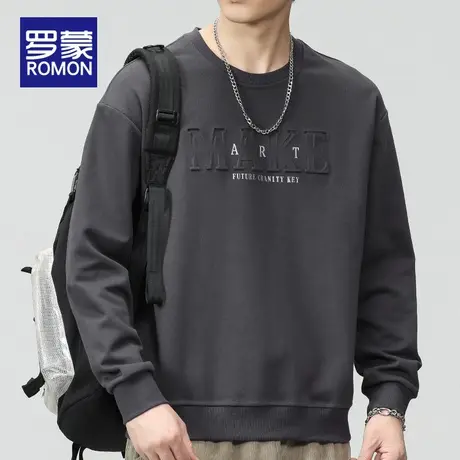 罗蒙圆领卫衣春秋季2023新款长袖衫宽松潮流百搭休闲套头男装上衣图片