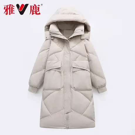 V/雅鹿2023新款女装反季冬装加厚中长款宽松白鸭绒羽绒服时尚保暖图片