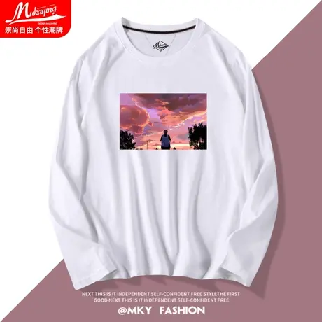 长袖t恤男春秋夏季薄款港风潮牌小众设计ins全棉宽松打底衫上衣服商品大图