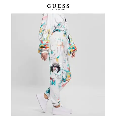GUESSBANKSY23新款女经典潮牌涂鸦扎染束脚运动长裤W3RQ28K9R31图片