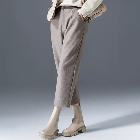 毛呢裤子女秋冬2023新款大码女裤七分裤靴裤冬季羊毛裤八分哈伦裤图片