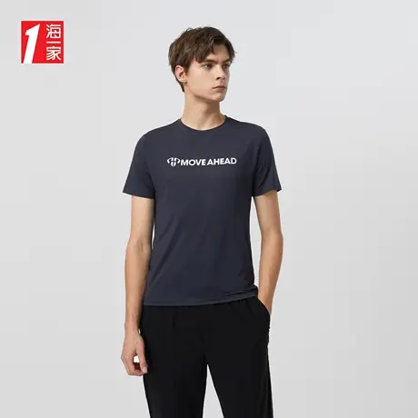 海一家运动休闲短T新款透气网眼体育字母印花短袖T恤男商品大图