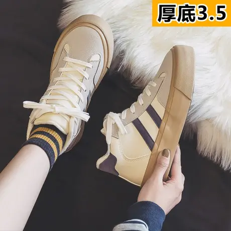厚底高帮鞋女鞋2023新款秋冬季加绒二棉鞋爆款百搭休闲运动板鞋子商品大图