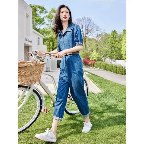 时尚气质牛仔裤2023年夏季新款淑女温柔简约宽松显瘦通勤阔腿裤图片