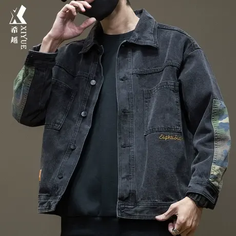 牛仔外套春秋男迷彩2025秋冬新款牛仔服男士宽松大码加厚春秋夹克图片