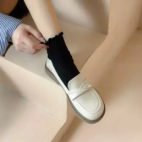 法式厚底小皮鞋女英伦风2024年新款春季复古百搭软底职业乐福单鞋商品大图