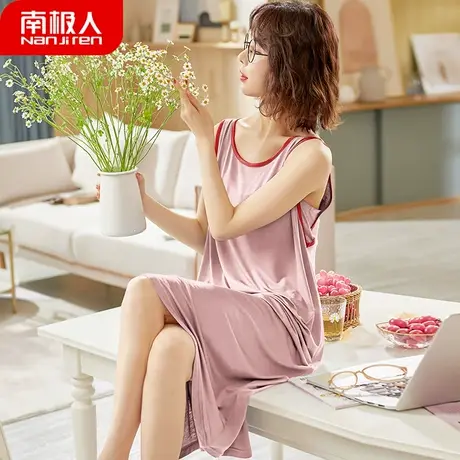 睡裙女夏季莫代尔背心吊带性感无袖女士孕妇大码美娇睡衣女款夏款商品大图