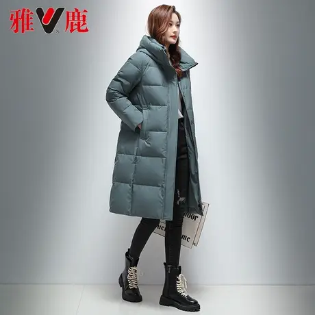 雅鹿羽绒服女中长款2022冬季新款时尚保暖加厚连帽长过膝外套高端商品大图
