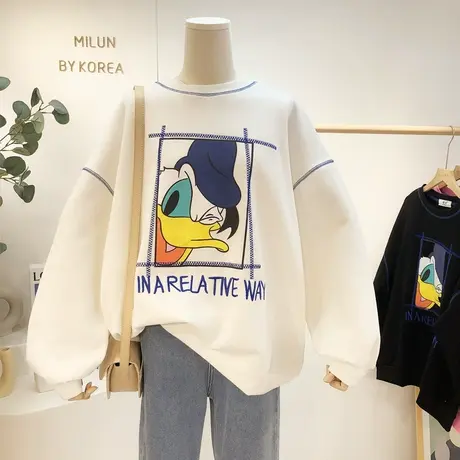 2022春秋新款韩国东大门小众休闲宽松大版加厚卫衣慵懒风包臀欧货商品大图