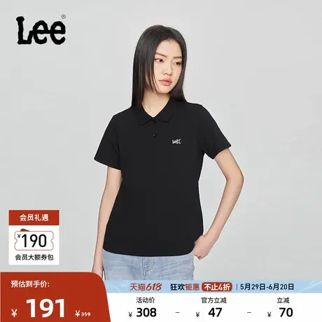 Lee25春夏新品标准版翻领刺绣Logo女短袖polo衫休闲LWT009916205商品大图