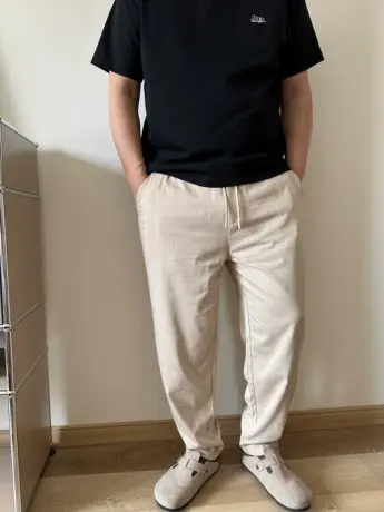 DAEVU夏季大码男装薄料慵懒舒适浅卡其潮胖子加肥加大男士休闲裤商品大图