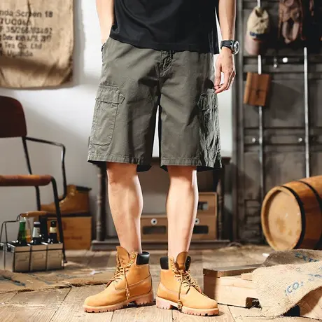 夏季新款工装短裤ins潮宽松大码男士中裤潮流百搭纯棉休闲五分裤图片