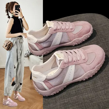 粉色运动鞋女2025春季新款阿甘鞋复古德训鞋时尚百搭休闲鞋ins潮商品大图