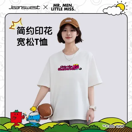 G2真维斯女装2025夏季新款 美式潮流百搭时尚印花宽松短袖T恤商品大图