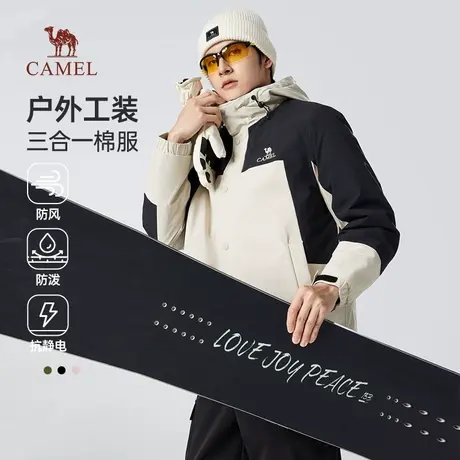骆驼男装棉衣男冬季2025新款摇粒绒加厚夹棉保暖夹克工装棉服外套商品大图