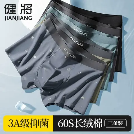健将男士内裤纯棉青少年男式平角裤男款抗菌四角男生大码短裤品牌商品大图
