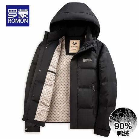 罗蒙羽绒服男士潮牌宽松2025新款加厚保暖上衣秋冬季休闲连帽外套商品大图