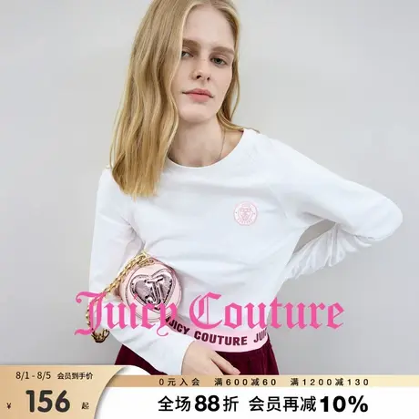 Juicy Couture橘滋T恤女2025年秋季新款白色简约休闲基础长袖上衣图片