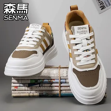 森马男鞋2025新款夏季运动休闲板鞋设计小众青少年真皮百搭小白鞋商品大图