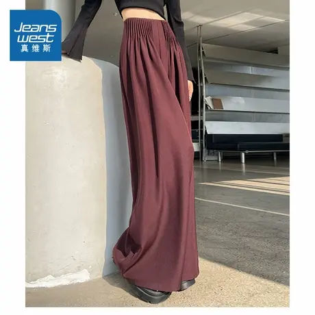 P2真维斯女装2025秋季新款潮流时尚百搭垂感宽松阔腿休闲裤女商品大图