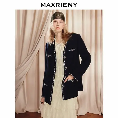 【商场同款】MAXRIENY复古H型廓形垫肩外套女25秋款通勤感穿搭商品大图