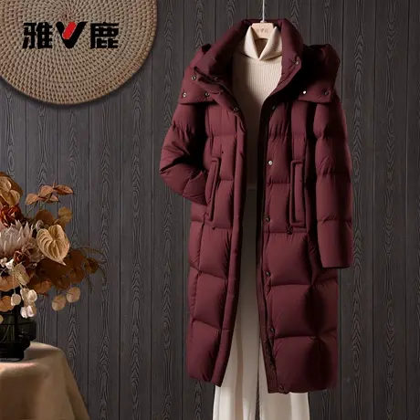 雅鹿官方新款冬季加厚女士2025中长防寒保暖修身时尚羽绒服外套图片