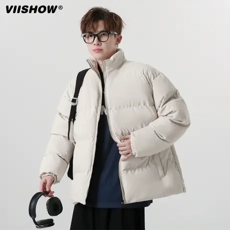 VIISHOW冬季男羽绒棉服外套保暖纯色百搭加厚新款宽松面包服棉衣商品大图