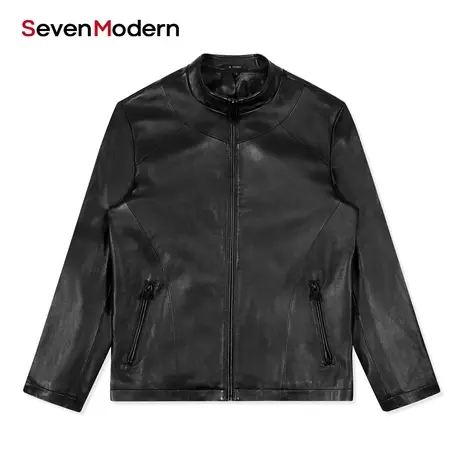 【清仓商场同款】柒牌男装奥莱潮SevenModern时尚秋冬款真皮皮衣图片