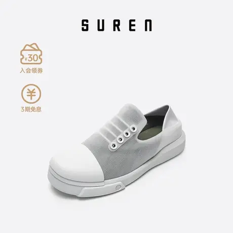 素人SUREN 23春夏新品原创设计小众女士网面舒适一脚蹬单鞋245商品大图