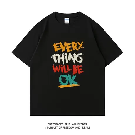 Everything will be ok短袖t恤男女夏季学生班服宽松半袖体恤衫商品大图