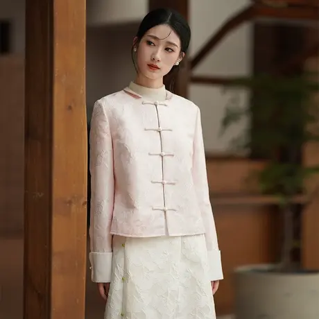 素飞中式女装改良唐装秋季新中式改良唐装短款上衣茶人服T60364图片