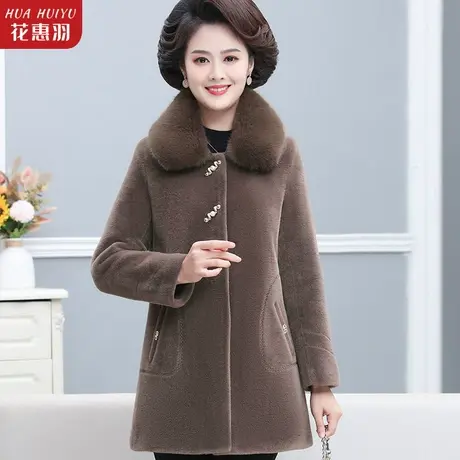 妈妈冬装皮毛一体大衣中长款加棉加厚棉衣中老年女秋冬水貂绒外套图片