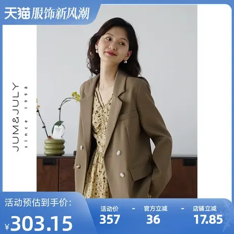 嘉茱莉2023秋季新款双排扣西装外套女时髦复古西服小个子宽松上衣图片