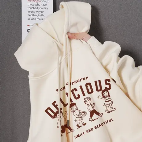 米色卫衣女春秋款早秋女装2023年新款爆款连帽小个子情侣秋季外套商品大图